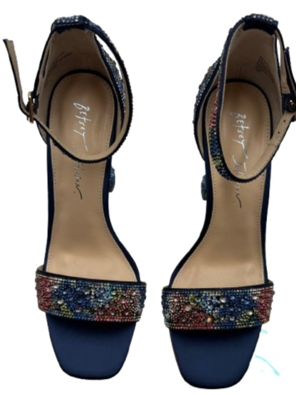 Betsey Johnson Women's Dani Ankle Strap Navy Floral Sandals Size 7 - Picture 2 of 12